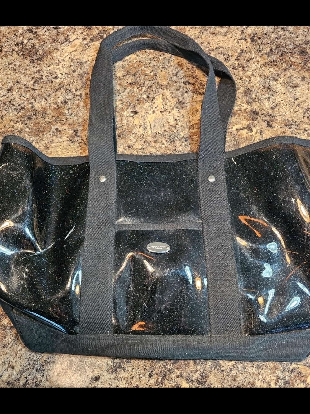 Coach Black Glitter Shopper Tote with Black Straps. Limited Edition